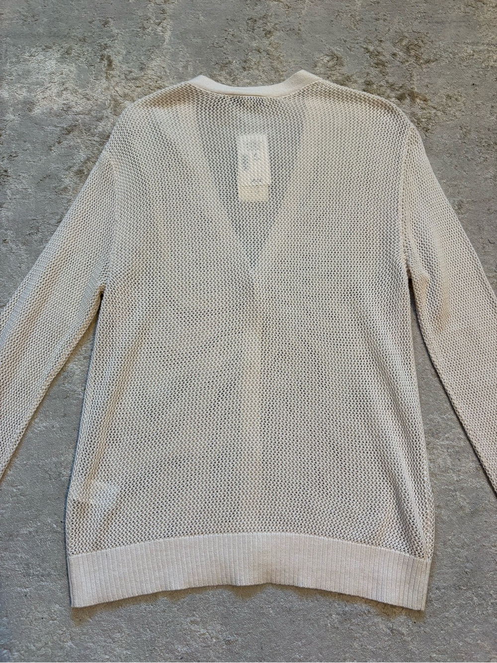 Cleo Petites Cream NWT Mesh Open-Work Button Front Cardigan Size Small Petite - Picture 9 of 12